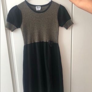 Dolce and Gabana Junior Wool Black and Gold Dress